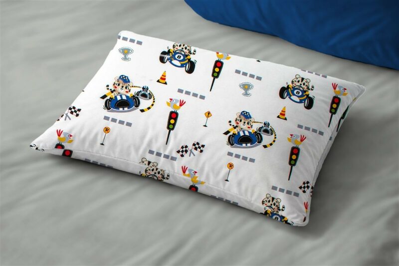 Μαξιλαροθήκη Εμπριμέ bebe Animal Grand Prix 589 35X45 White-Blue 100% Cotton 5310090