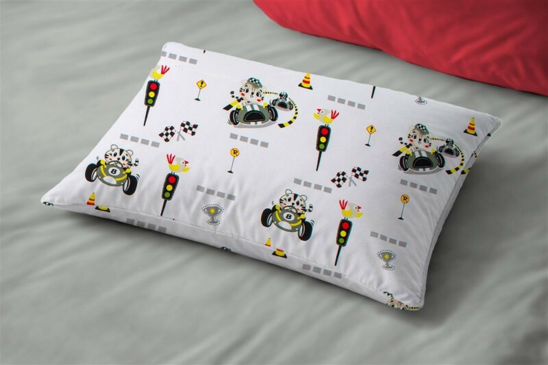 Μαξιλαροθήκη Εμπριμέ bebe Animal Grand Prix 590 35X45 White-Olive 100% Cotton 5310413