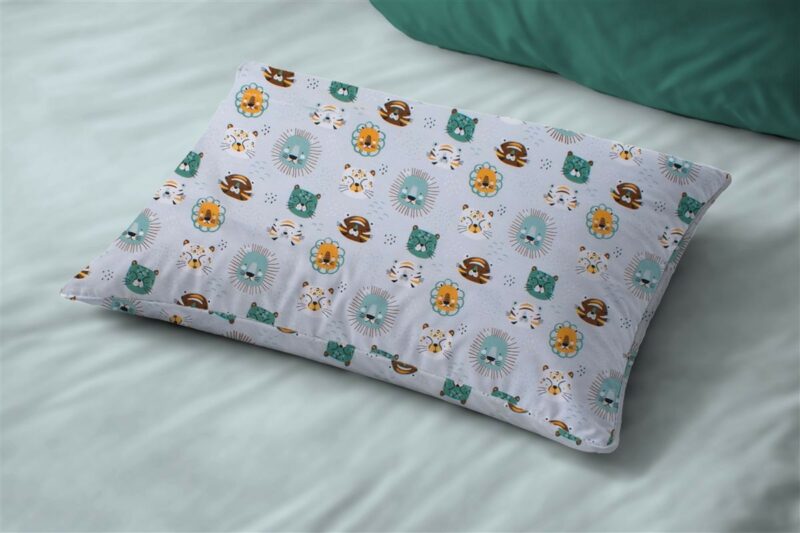 Μαξιλαροθήκη Εμπριμέ bebe Big Cats 28 35X45 Light Aqua 100% Cotton 5310049