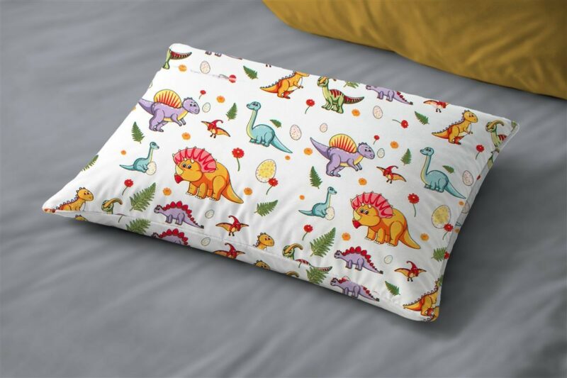 Μαξιλαροθήκη Εμπριμέ bebe Dinosaur 520 35×45 White-Orange 100% Cotton 5310534
