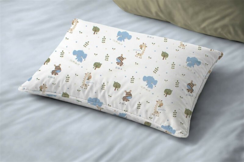 Μαξιλαροθήκη Εμπριμέ bebe Happy Safari 711 35X45 White-Sky Blue 100% Cotton 5310425