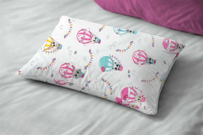 Μαξιλαροθήκη Εμπριμέ bebe The Floating Zoo 597 35X45 White-Pink 100% Cotton 5310097
