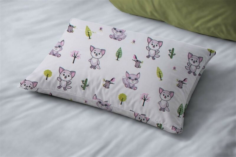 Μαξιλαροθήκη Εμπριμέ kids Baby Foxes 594 50X70 White-Pastel Lilac 100% Cotton 5310122