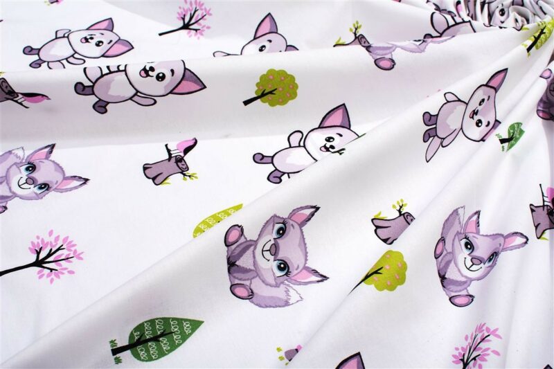Πάνα Χασέ bebe Baby Foxes 594 80X80 White-Pastel Lilac 100% Cotton 5310444