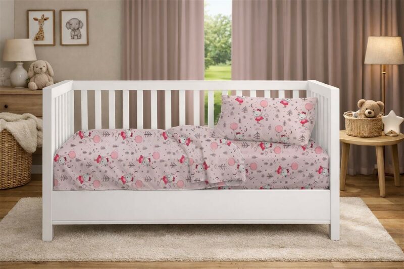 Παπλωματοθήκη Εμπριμέ bebe Ballerina Bear 598 120X160 Pink 100% Cotton 5309821