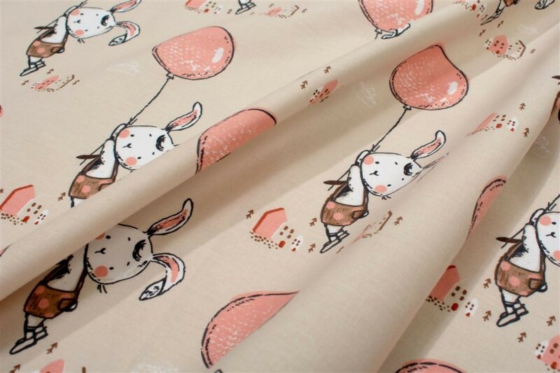 Παπλωματοθήκη Εμπριμέ bebe Floating Bunny 714 120X160 Beige-Salmon 100% Cotton 5310188
