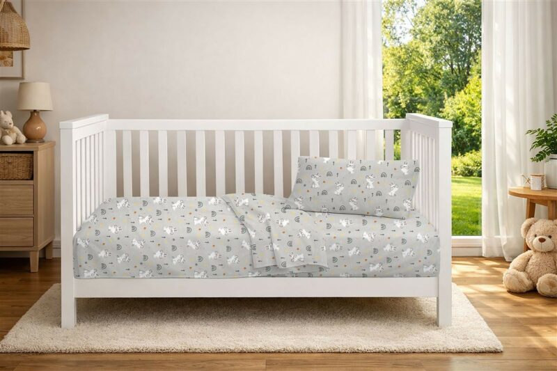 Παπλωματοθήκη Εμπριμέ bebe Rabbit Garden 586 120X160 Grey 100% Cotton 5309800