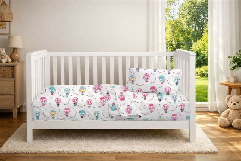 Παπλωματοθήκη Εμπριμέ bebe The Floating Zoo 597 120X160 White-Pink 100% Cotton 5309818