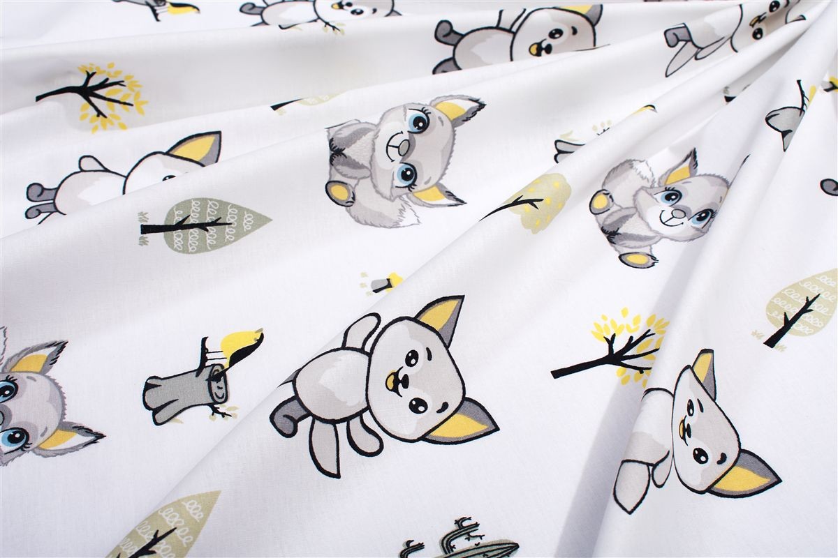 Παπλωματοθήκη Εμπριμέ kids Baby Foxes 595 160X240 White-Grey 100% Cotton