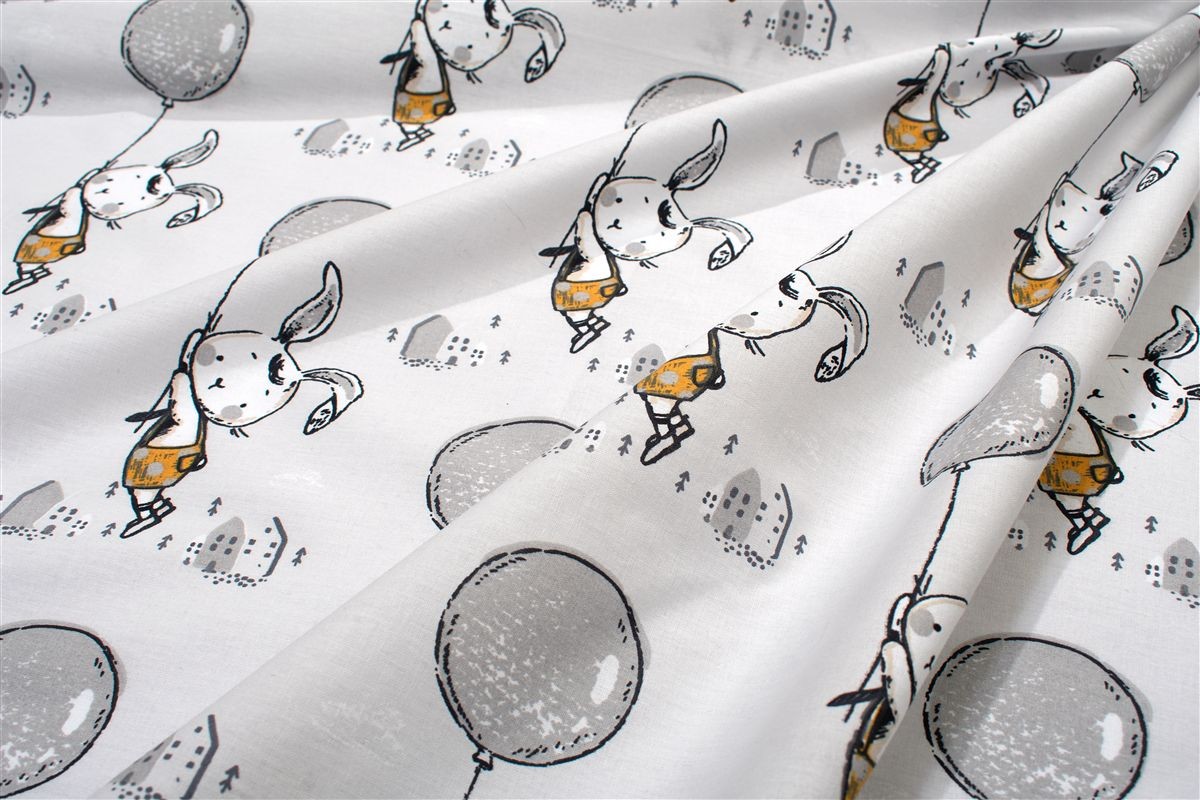 Παπλωματοθήκη Εμπριμέ kids Floating Bunny 715 160X240 Grey 100% Cotton