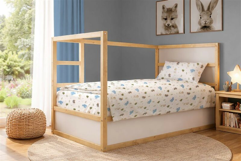 Παπλωματοθήκη Εμπριμέ kids Happy Safari 711 160X240 White-Sky Blue 100% Cotton 5309862