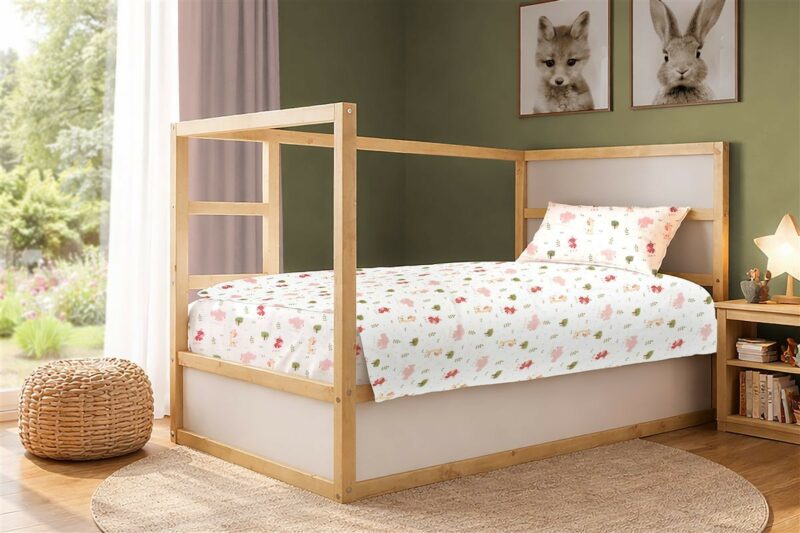 Παπλωματοθήκη Εμπριμέ kids Happy Safari 712 160X240 White-Pink 100% Cotton 5309865