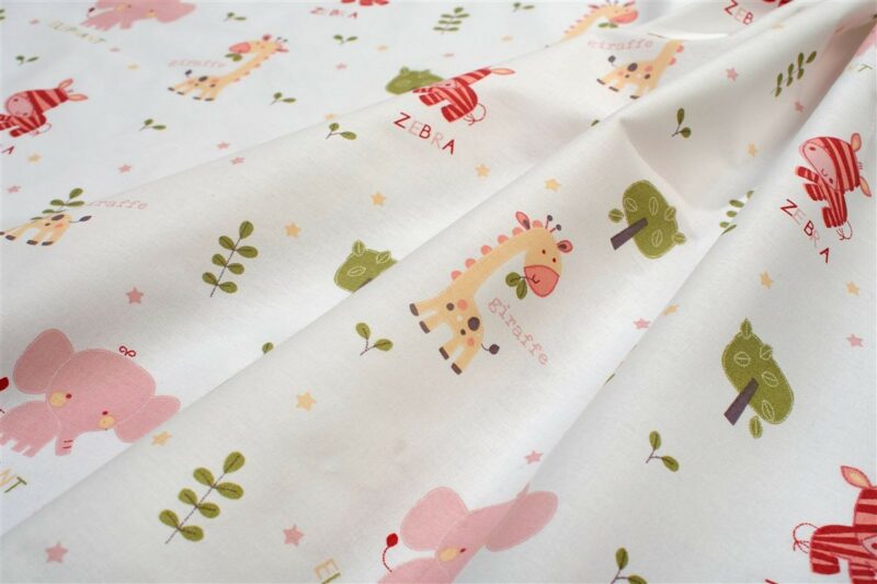 Παπλωματοθήκη Εμπριμέ kids Happy Safari 712 160X240 White-Pink 100% Cotton 5309866