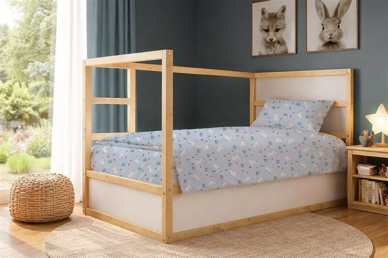 Παπλωματοθήκη Εμπριμέ kids Rabbit Garden 584 160X240 Sky Blue 100% Cotton 5309783