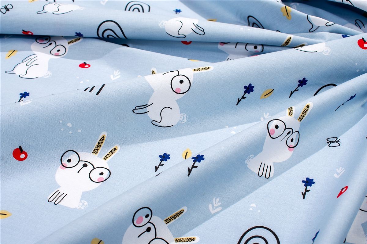 Παπλωματοθήκη Εμπριμέ kids Rabbit Garden 584 160X240 Sky Blue 100% Cotton