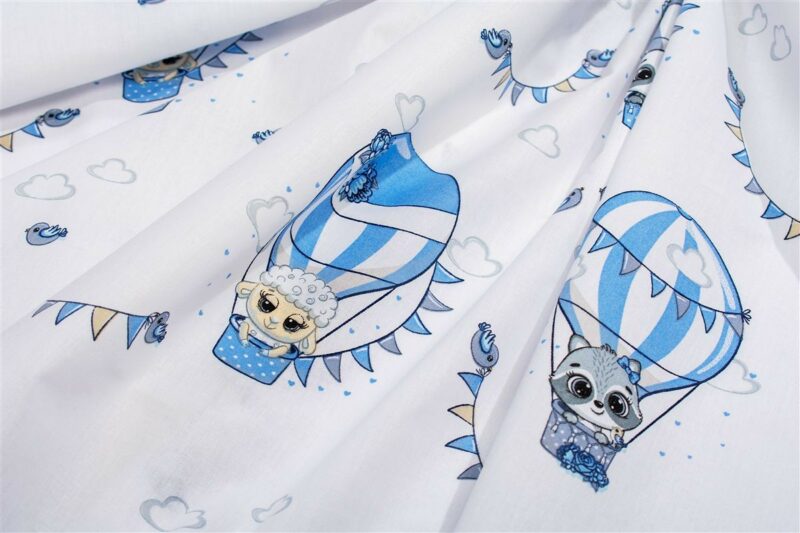 Παπλωματοθήκη Εμπριμέ kids The Floating Zoo 596 160X240 White-Blue 100% Cotton 5309851