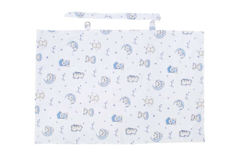 Ποδιά Θηλασμού bebe Bear’s Nest 03 105×70 White-Sky Blue 100% Cotton 5310355