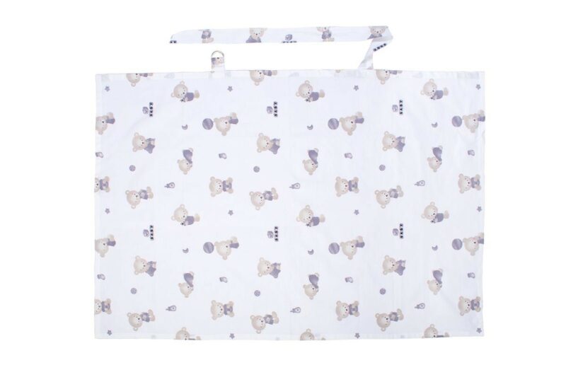 Ποδιά Θηλασμού bebe Bear’s Nest 05 105×70 White-Grey 100% Cotton 5310043
