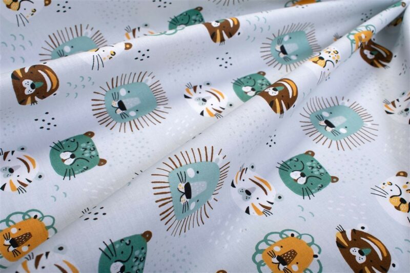 Σεντονάκι Λίκνου bebe Big Cats 28 80X110 Light Aqua 100% Cotton 5310364