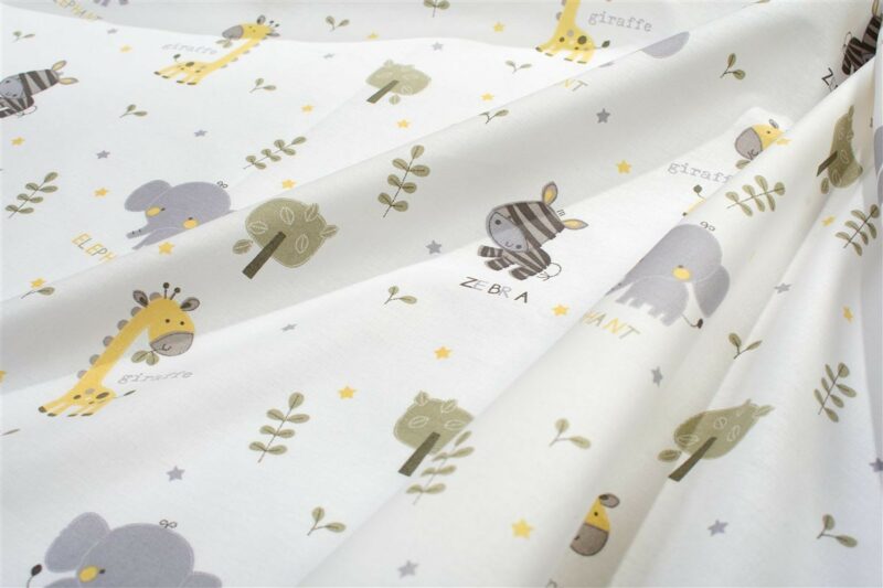 Σεντονάκι Λίκνου bebe Happy Safari 713 80X110 White-Grey 100% Cotton 5309890