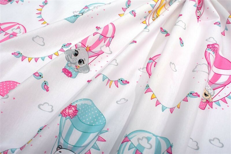 Σεντονάκι Λίκνου bebe The Floating Zoo 597 80X110 White-Pink 100% Cotton 5310227