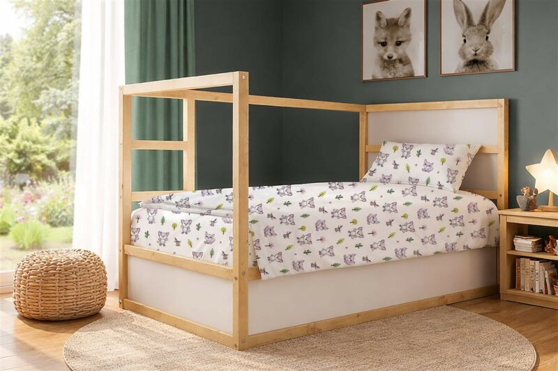 Σεντόνια Εμπριμέ Σετ 2 τεμ kids Baby Foxes 594 160X240 White-Pastel Lilac 100% Cotton 5310241