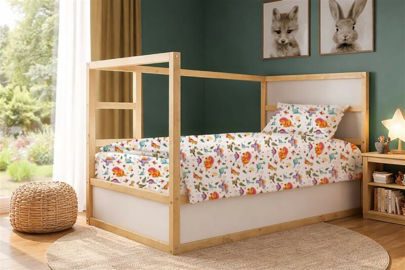 Σεντόνια Εμπριμέ Σετ 2 τεμ kids Dinosaur 520 160×240 White-Orange 100% Cotton 5310522