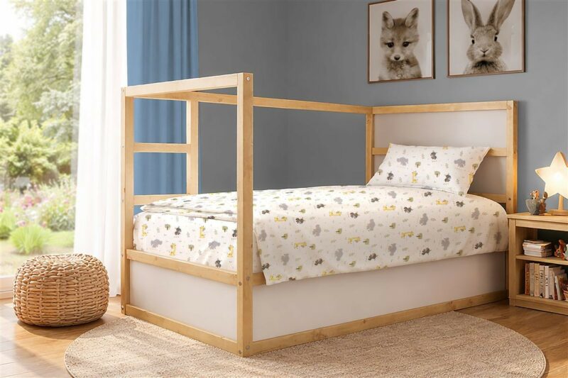 Σεντόνια Εμπριμέ Σετ 2 τεμ kids Happy Safari 713 160X240 White-Grey 100% Cotton 5310250