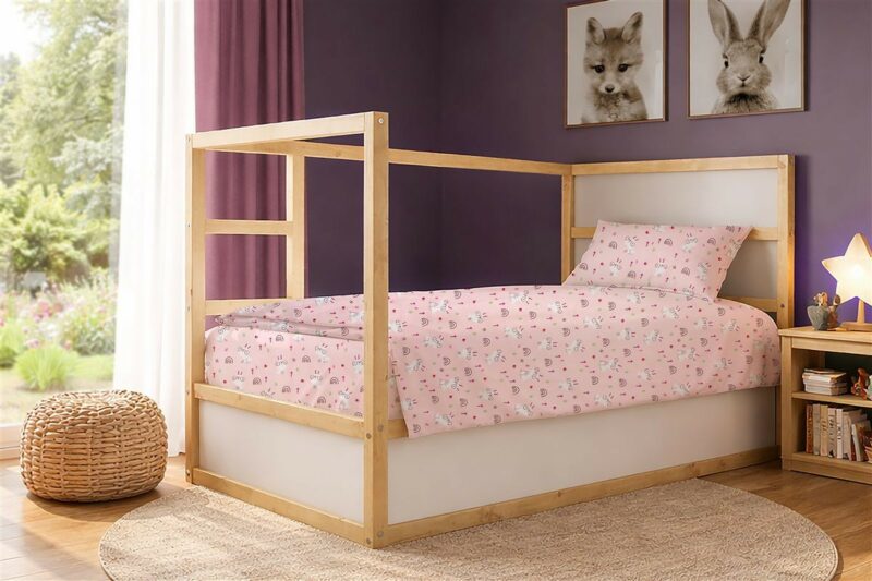 Σεντόνια Εμπριμέ Σετ 2 τεμ kids Rabbit Garden 585 160X240 Pink 100% Cotton 5310229