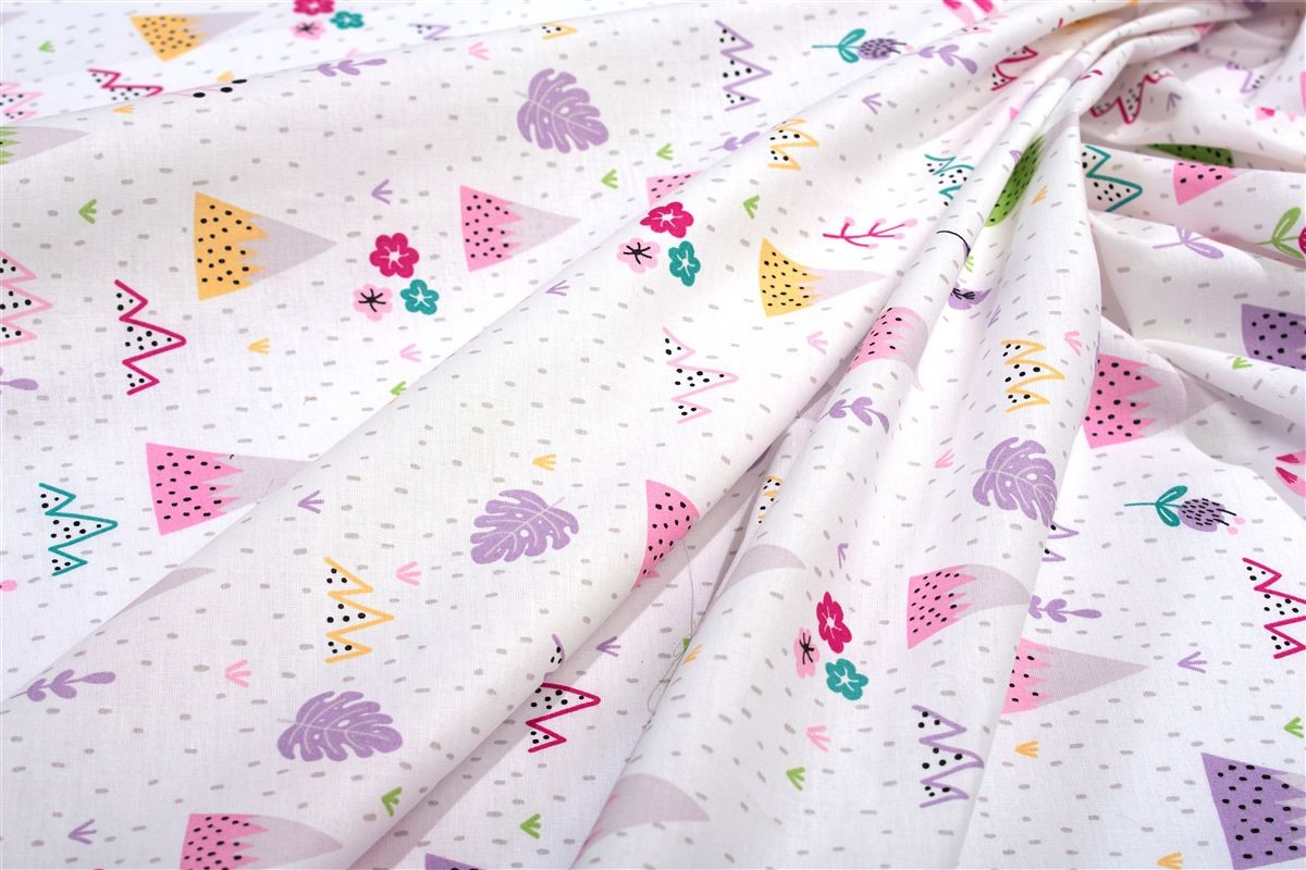 Σεντόνια Εμπριμέ Σετ 2 τεμ kids Whimsical Mountainside 587 160X240 White-Pastel Lilac 100% Cotton