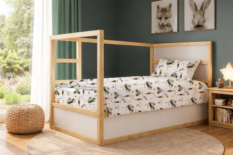 Σεντόνια Εμπριμέ Σετ 3 τεμ kids Animal Grand Prix 590 160X240 White-Olive 100% Cotton 5310286