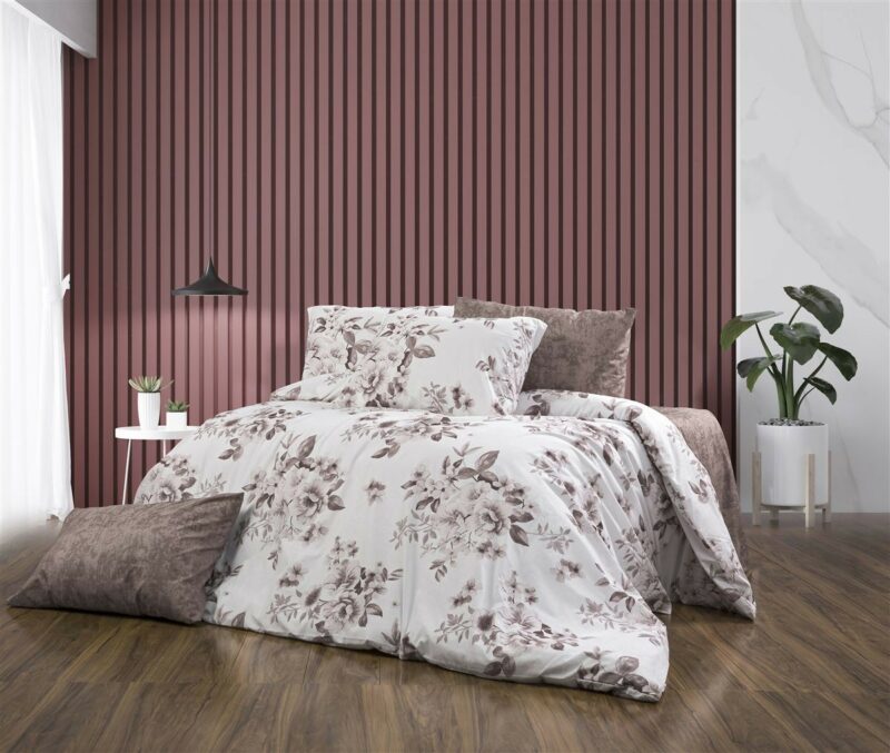 Σεντόνια Εμπριμέ Σετ 4 τεμ Βερονίκη 488 220X240 White-Mocha 70/30 Cott/Pol 5310492