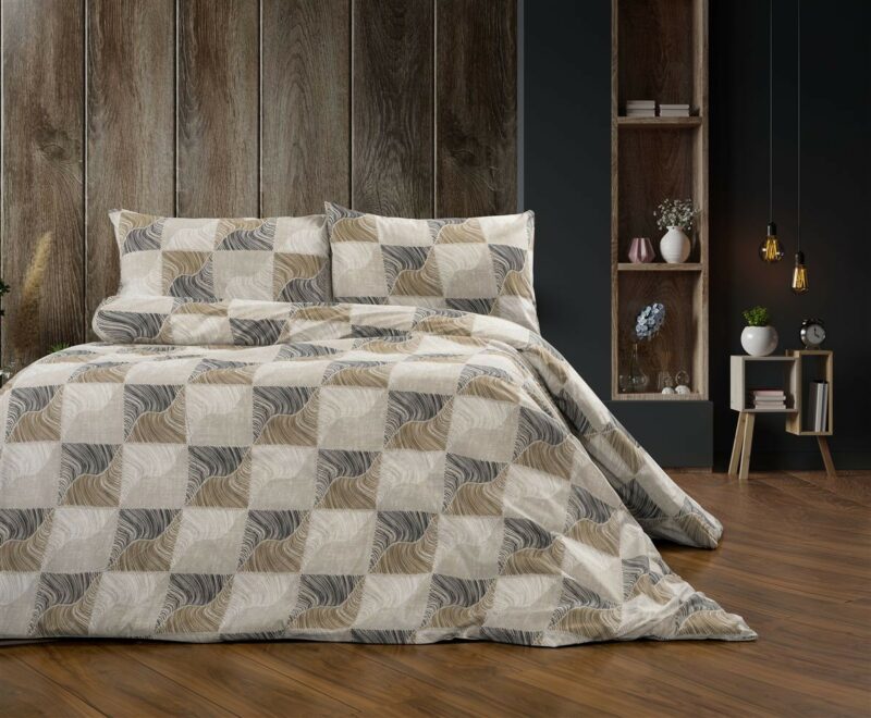 Σεντόνια Εμπριμέ Σετ 4 τεμ Κλεοπάτρα 609 240X270 Beige-Black 70/30 Cott/Pol 5310502