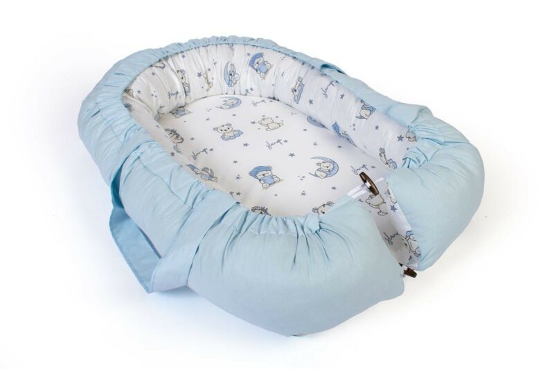 Φωλιά Ύπνου bebe Bear’s Nest 03 85x60x15 White-Sky Blue 100% Cotton 5310322