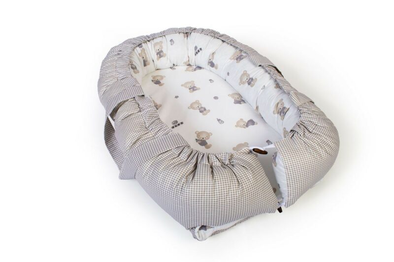 Φωλιά Ύπνου bebe Bear’s Nest 05 85x60x15 White-Grey 100% Cotton 5310001