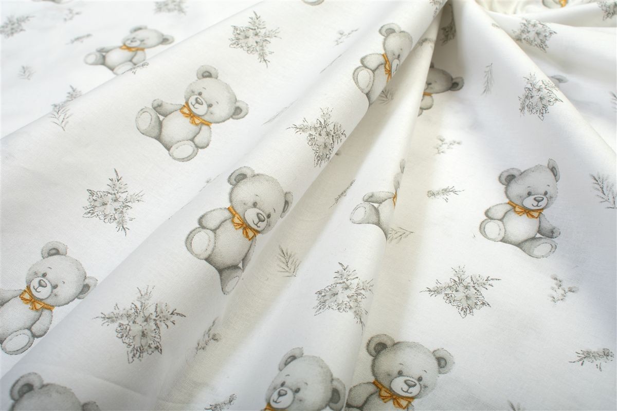 Παπλωματοθήκη Εμπριμέ bebe Newborn Bear 717 120x160 White-Grey 100% Cotton