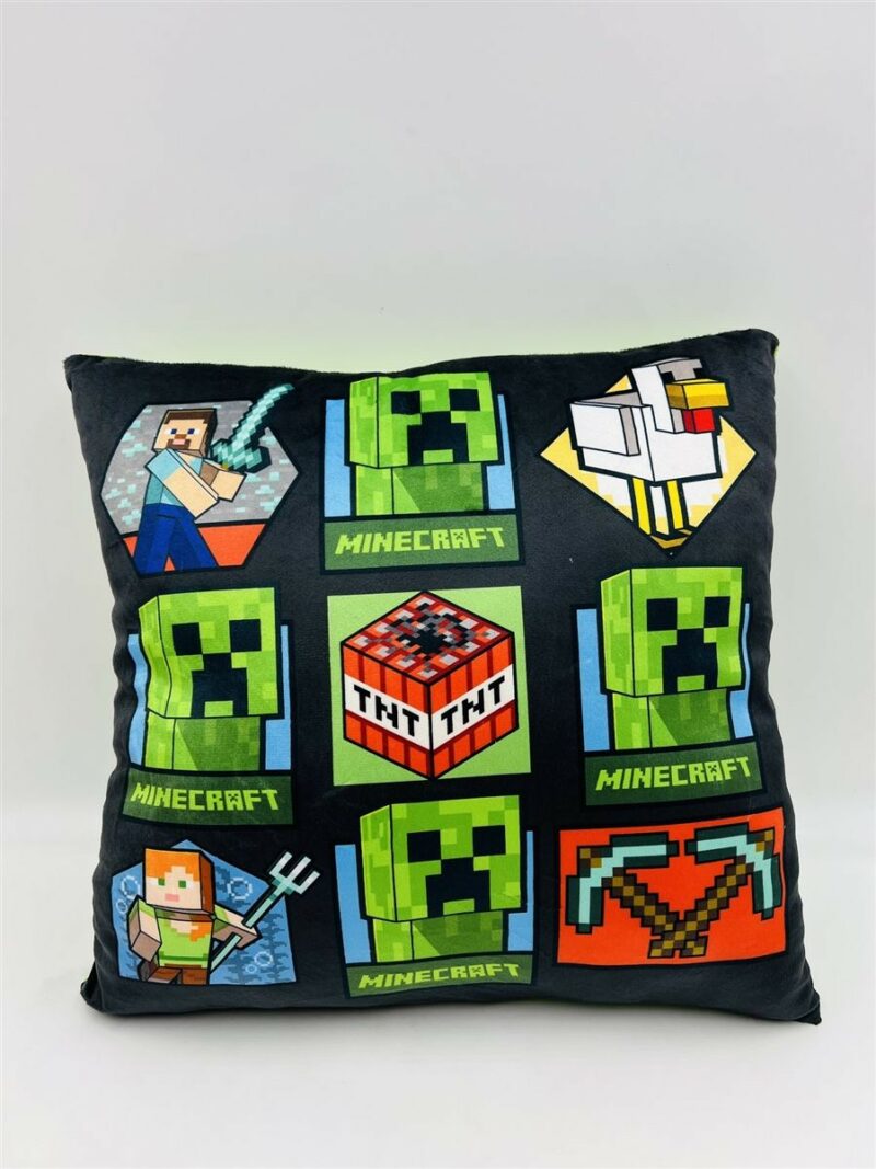 Βελούδινο Μαξιλάρι Mojang Minecraft 607 38X38 Light Green-Black 100% Velboa 5377130