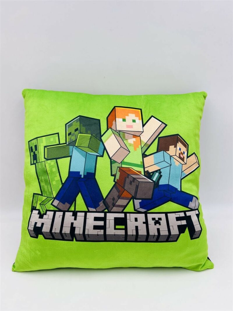 Βελούδινο Μαξιλάρι Mojang Minecraft 607 38X38 Light Green-Black 100% Velboa 5377131