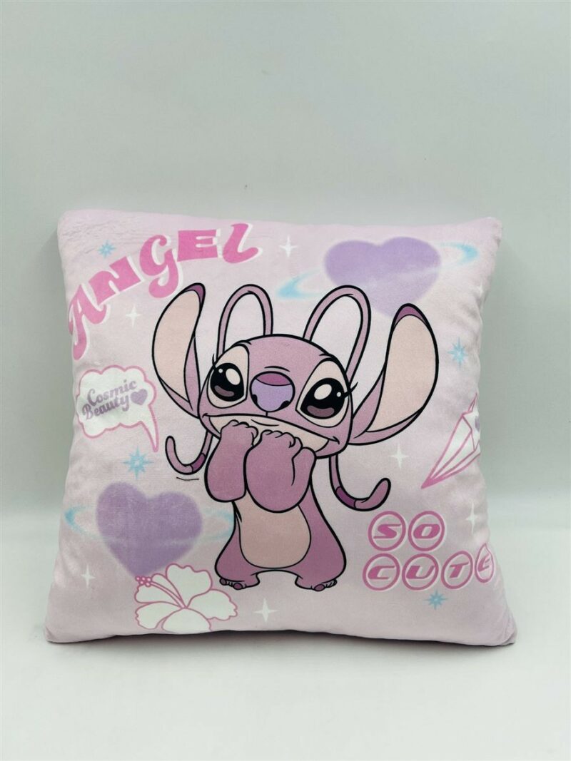 Βελούδινο Μαξιλάρι Disney Home Stitch & Angel 614 38X38 Baby Pink 100% Velboa 5377152