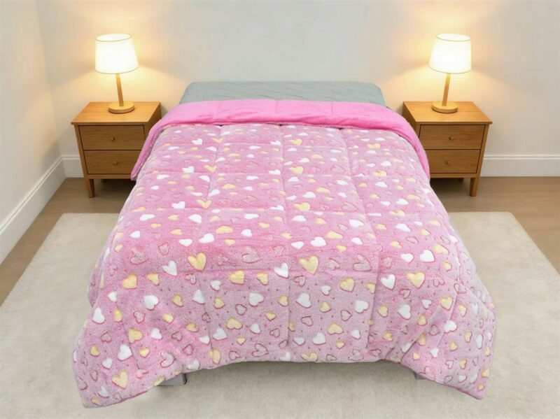 Κουβερτοπάπλωμα φωσφορίζον Hearts 175×225 Pink 100% Polyester 5623308