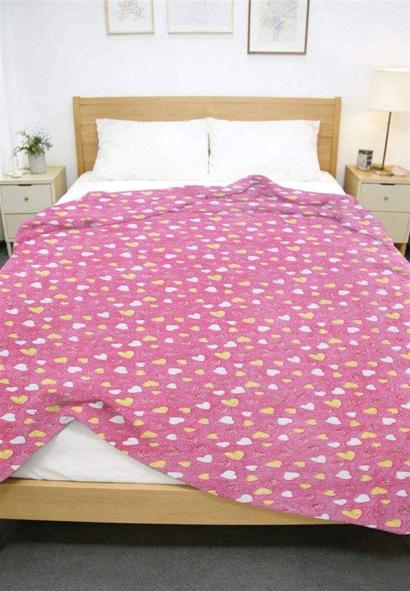 Κουβέρτα Fleece φωσφορίζουσα Hearts 175×225 Pink 100% Polyester 5623300