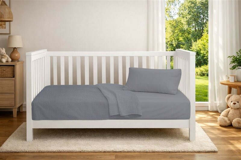 Κουβέρτα Πικέ bebe Μονόχρωμη 325 gr/m² 125×150 Grey 100% Cotton 5629112