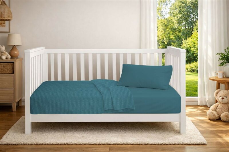 Κουβέρτα Πικέ bebe Μονόχρωμη 325 gr/m² 125×150 Petrol 100% Cotton 5629154