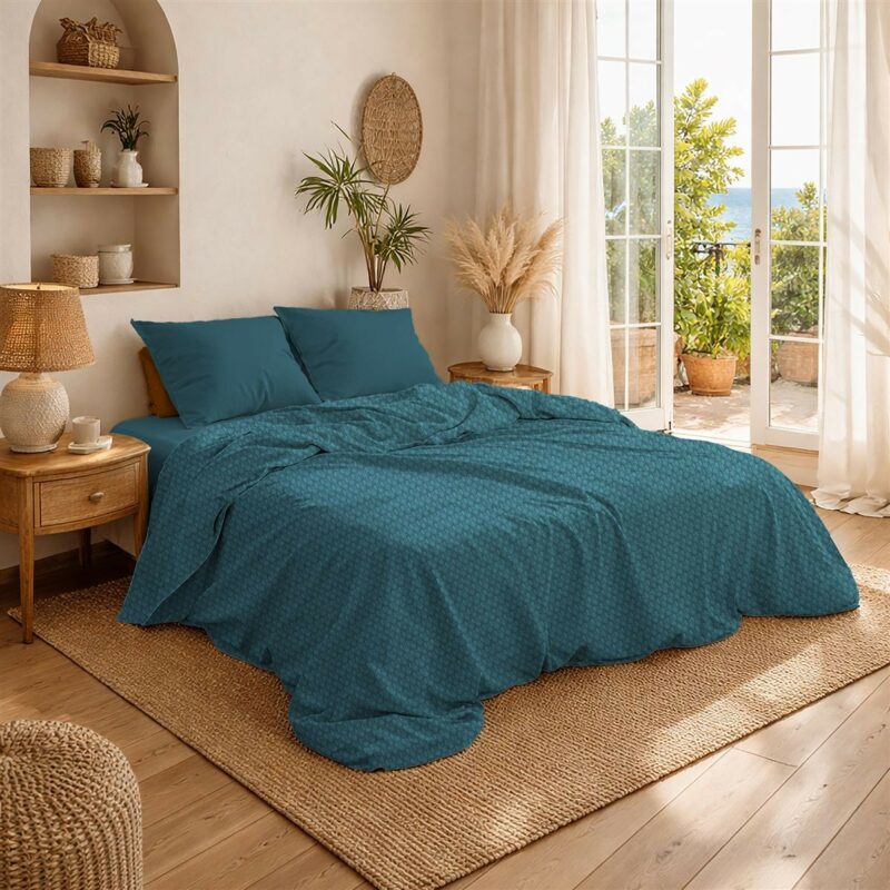 Κουβέρτα Πικέ Μονόχρωμη 325 gr/m² 225×270 Petrol 100% Cotton 5629145
