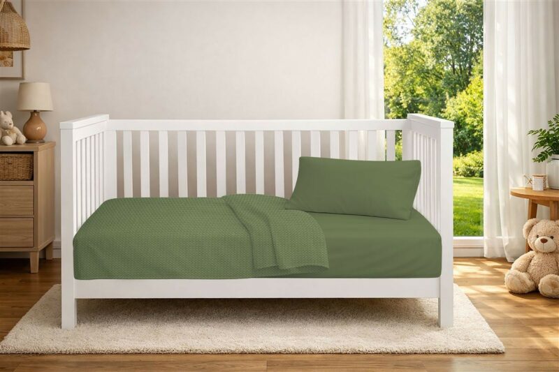 Κουβέρτα Πικέ bebe Μονόχρωμη 325 gr/m² 125×150 Olive 100% Cotton 5629136