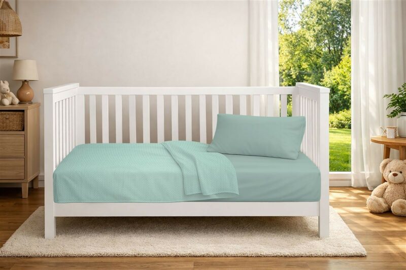 Κουβέρτα Πικέ bebe Μονόχρωμη 325 gr/m² 125×150 Mint 100% Cotton 5629139