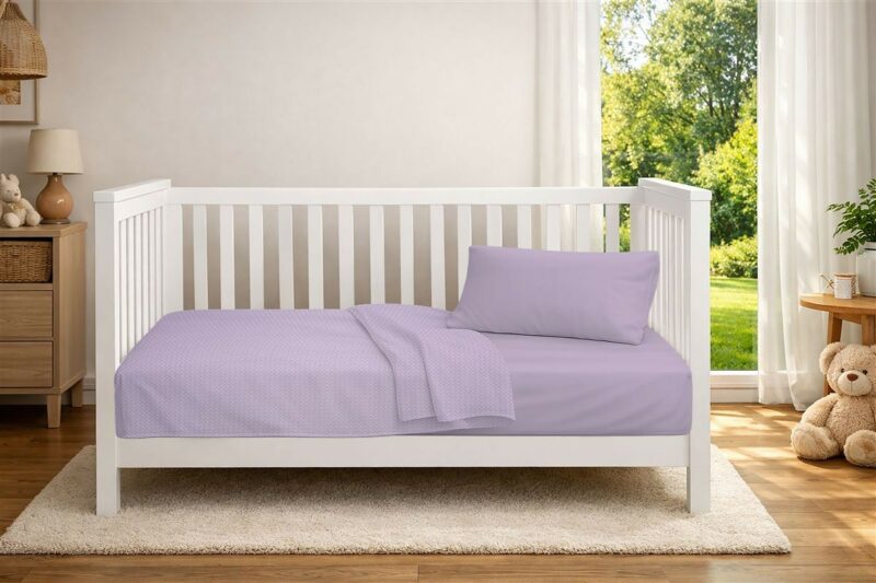 Κουβέρτα Πικέ bebe Μονόχρωμη 325 gr/m² 125×150 Pastel Lilac 100% Cotton 5642387
