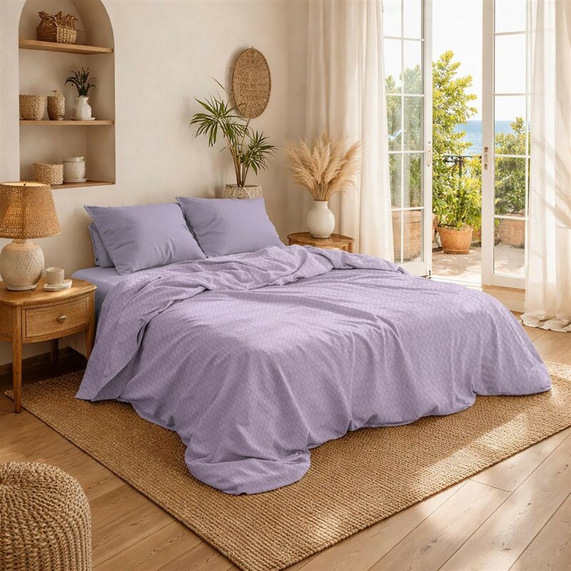 Κουβέρτα Πικέ Μονόχρωμη 325 gr/m² 255×270 Pastel Lilac 100% Cotton 5642377