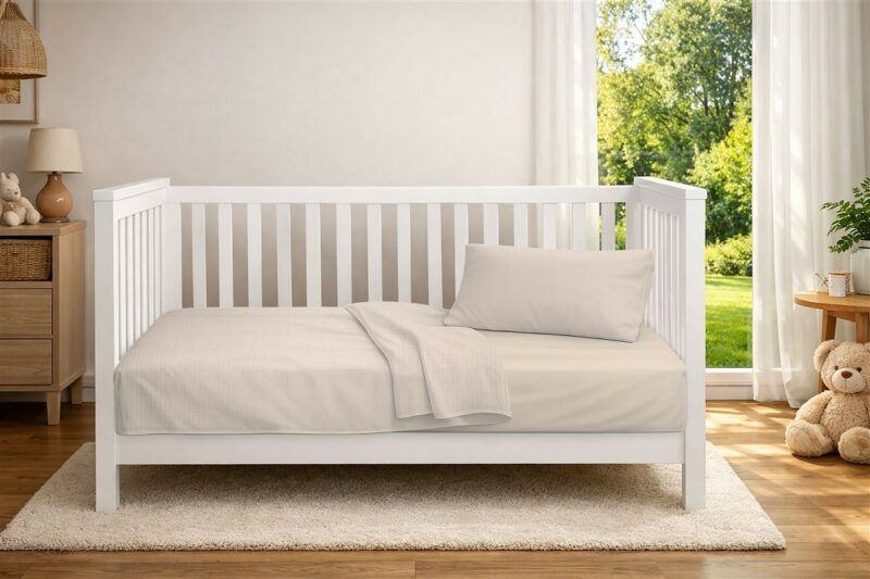 Κουβέρτα Πικέ bebe Μονόχρωμη 325 gr/m² 125×150 Ecru 100% Cotton 5652346