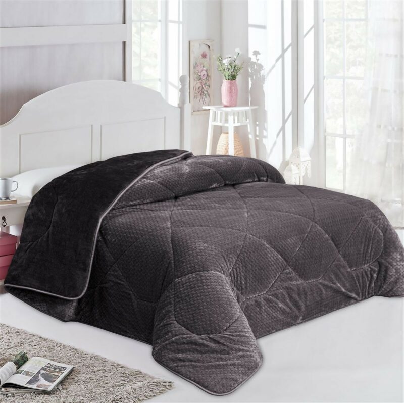 Κουβερτοπάπλωμα Jacquard Waves-Fleece 700 gr/m² 1960 Grey-Black 160×220 100% Polyester 5912638